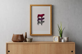 "Three Bulls & The Lion" - Collage Art Giclee Print
